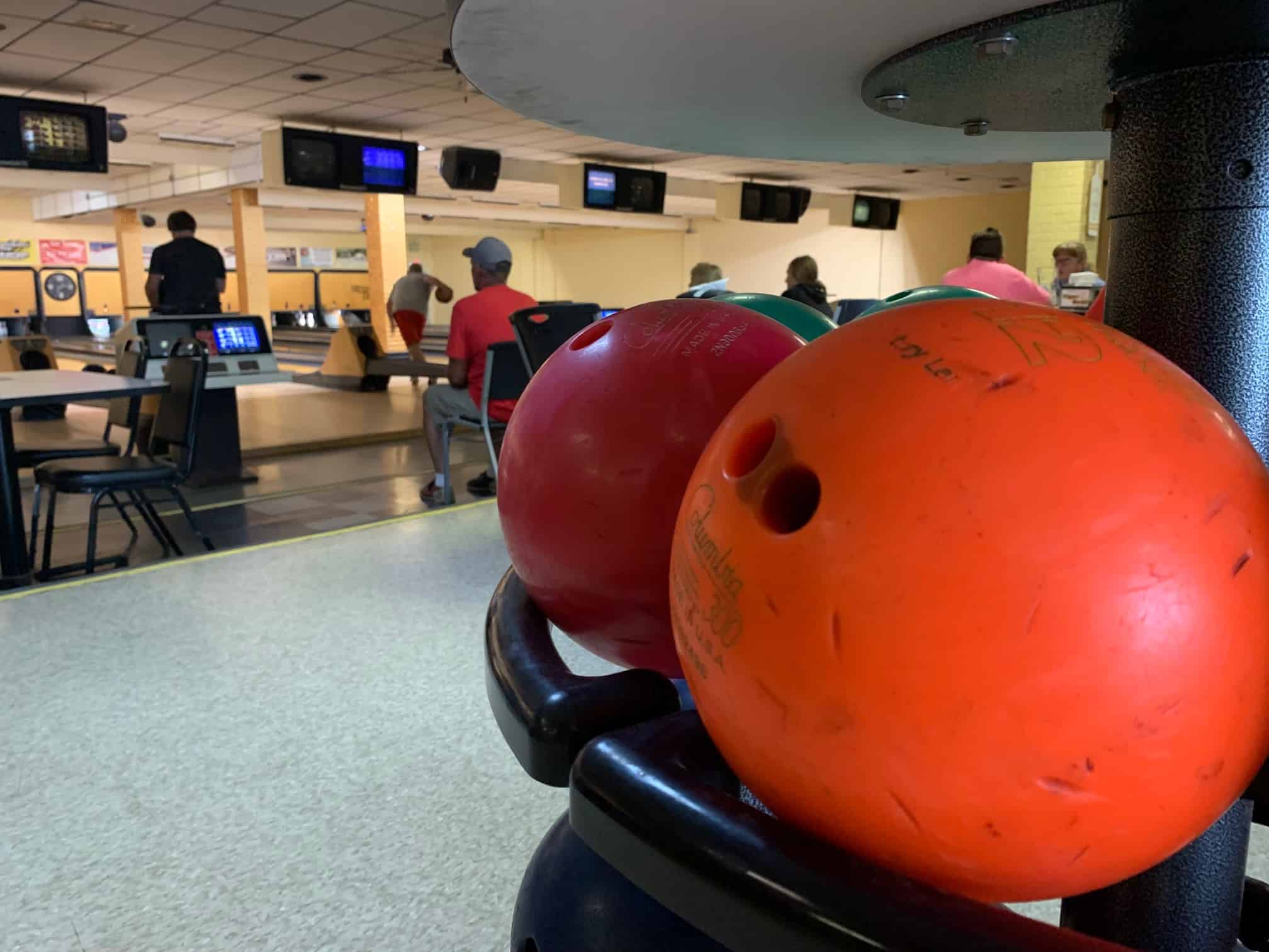 Bowling Balls on a rack