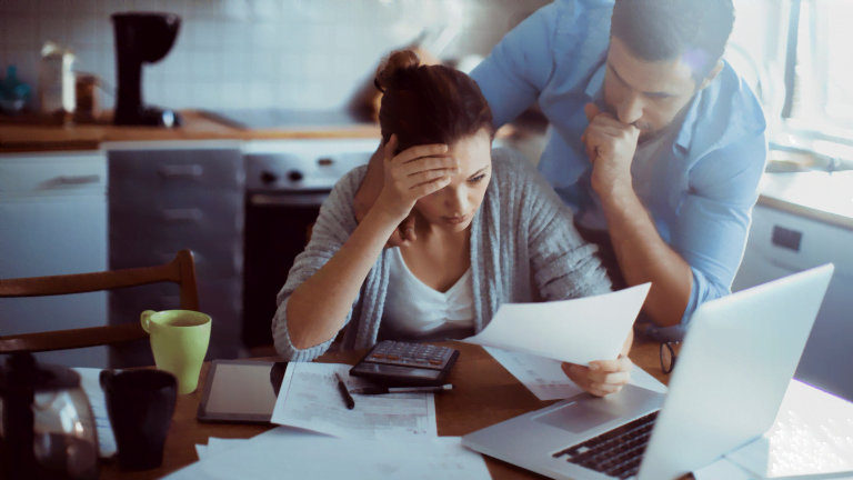 couple paying bills
