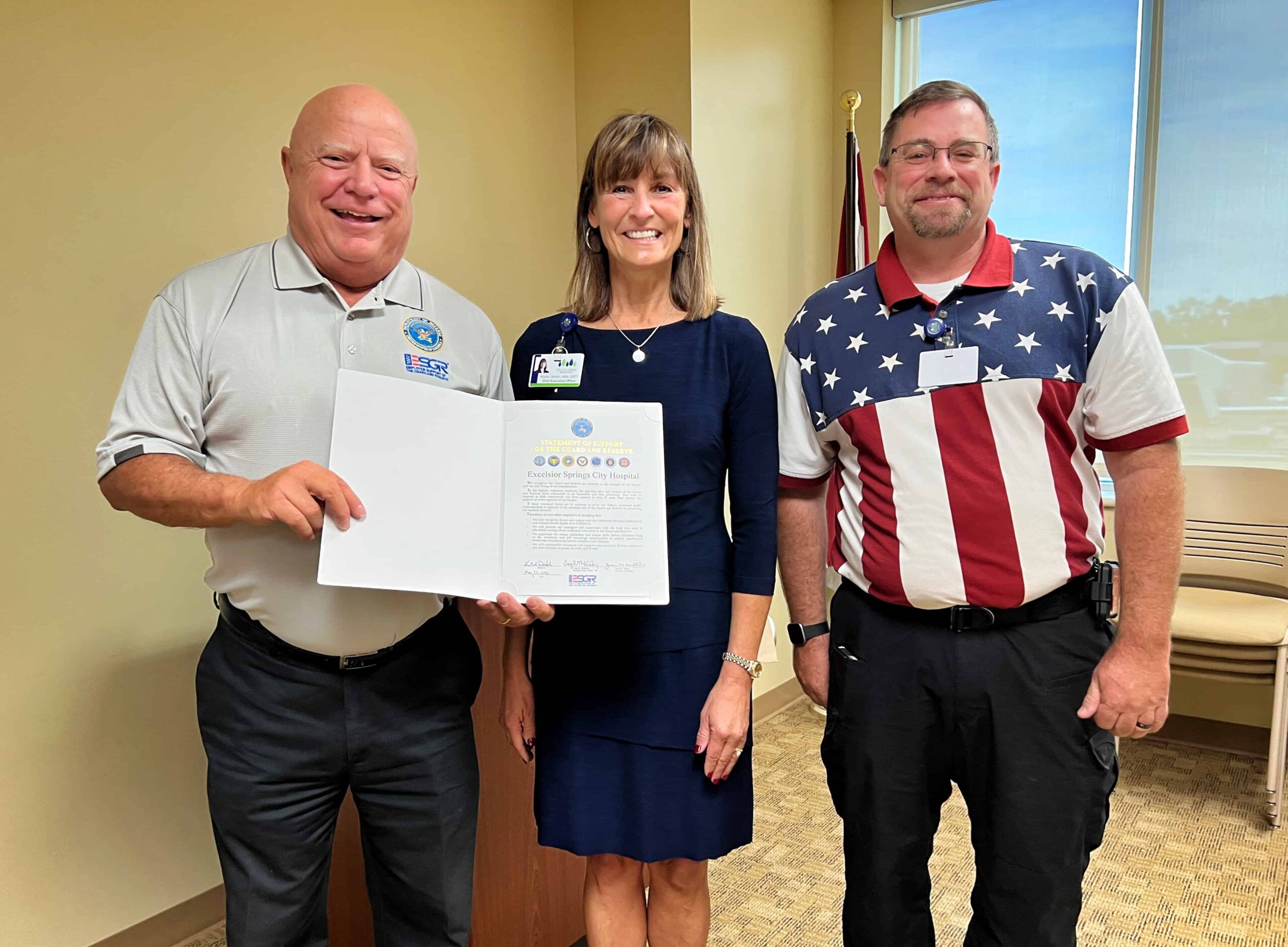 Excelsior Springs Hospital receiving Freedom Award
