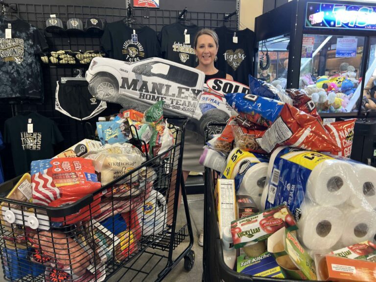 Christen Everett with groceries