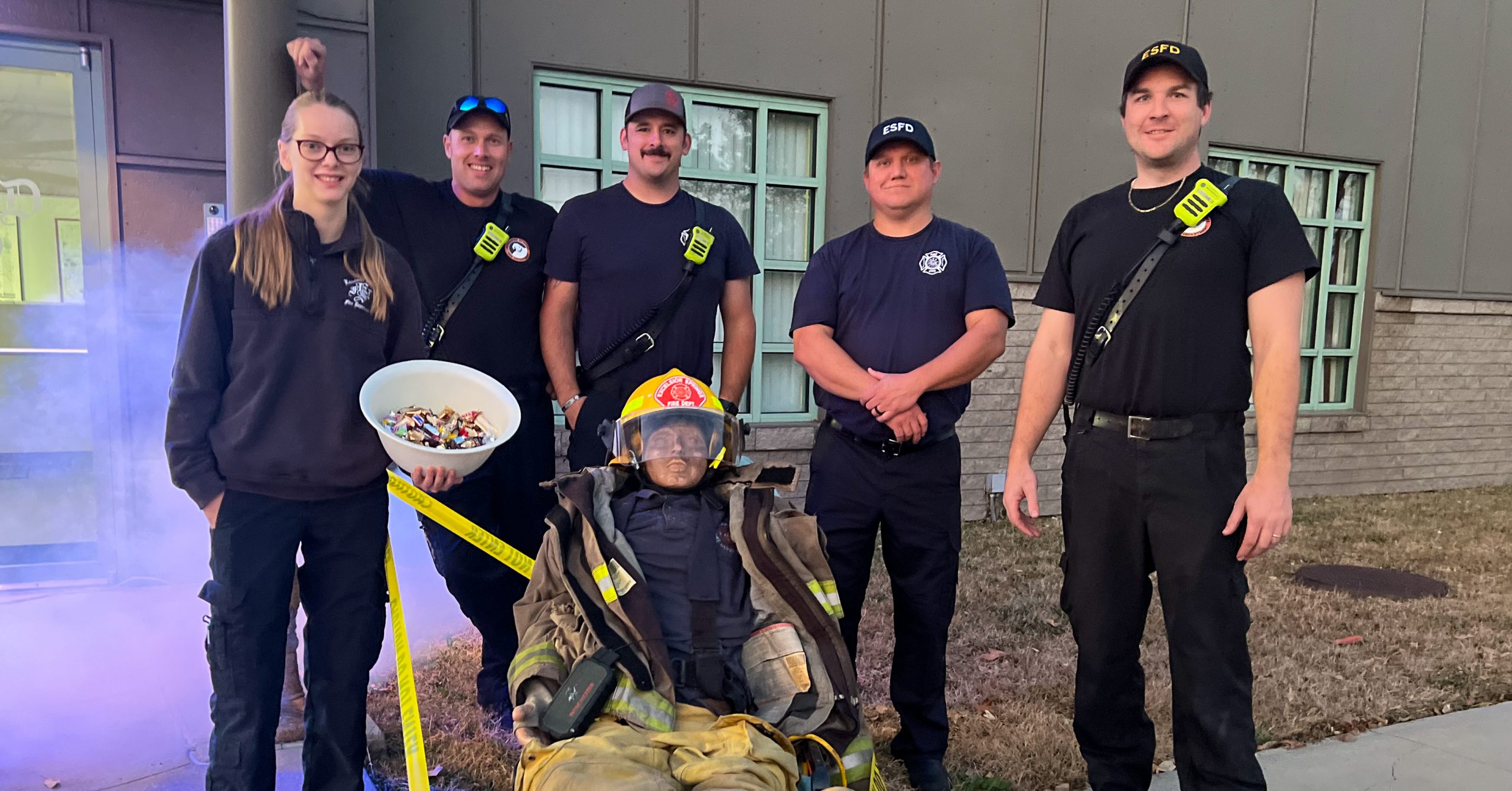 Excelsior Springs Fire Fighters hand out candy on Halloween