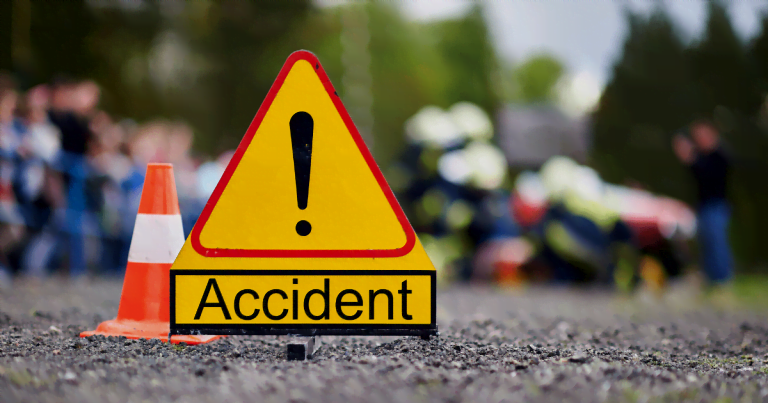 Car accident scene stock image
