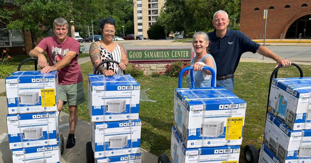 Ameren donates air conditioning units to the Good Samaritan Center of Excelsior Springs for low income families.