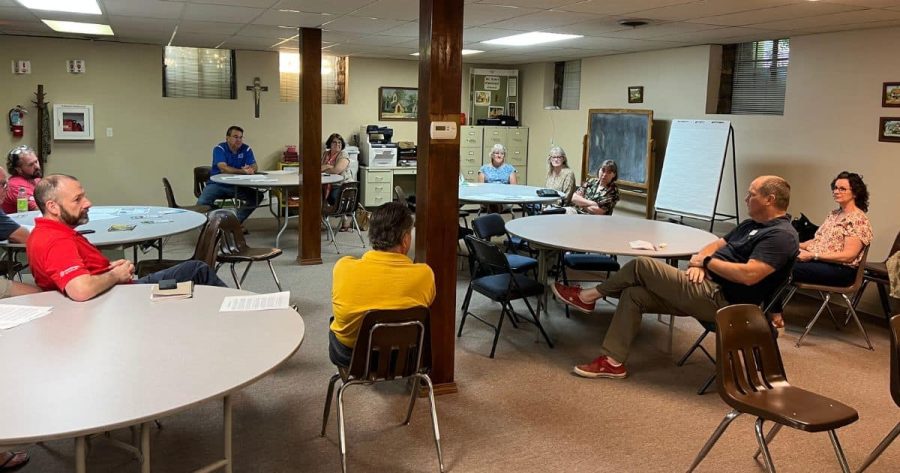 Residents of Elms Blvd met in the basement of St. Luke's Episcopal Church