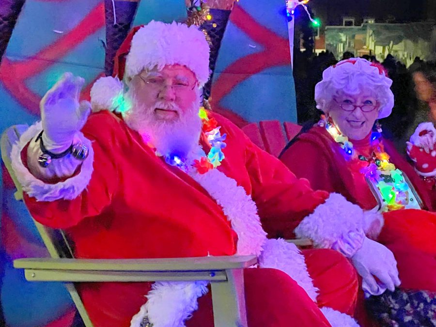 Santa Claus and Mrs Claus in the Lighted Christmas Parade in Excelsior Springs