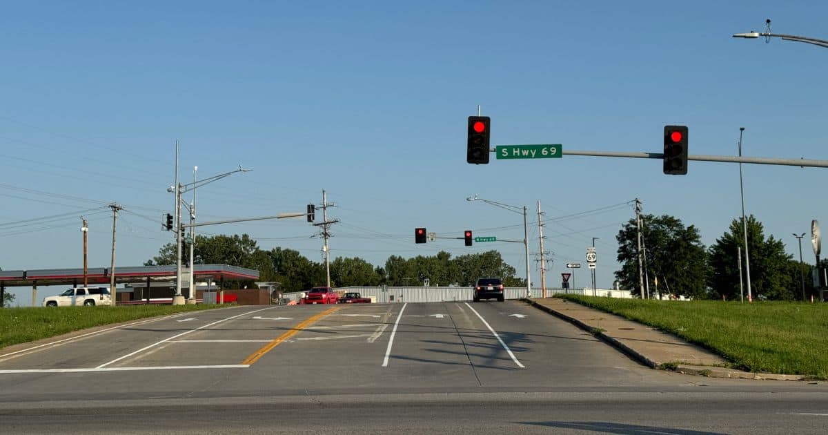 The intersection of 69 Hwy and McCleary Road in Excelsior Springs