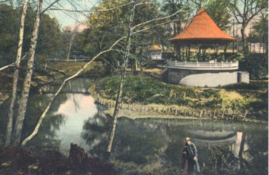 Regent Spring with man walking along the bank of the Fishing River