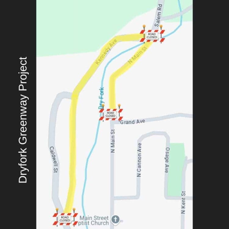 DryFork Greenway Project detour map