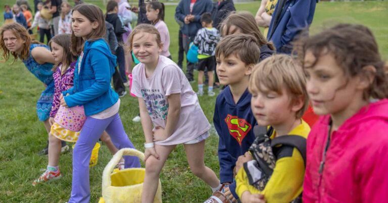 Kids waiting to start the Easter Egg Hunt at the Excelsior Springs Community Center