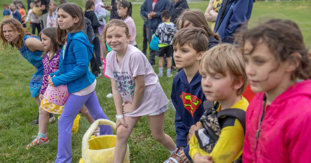 Kids waiting to start the Easter Egg Hunt at the Excelsior Springs Community Center