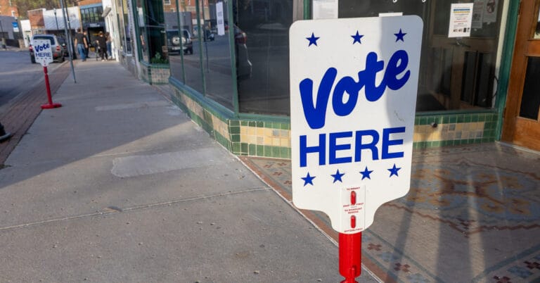 excelsior springs voting location "Vote Here" sign