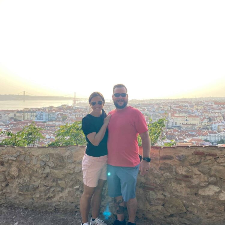 Post and her husband, enjoying travel and the outdoors.