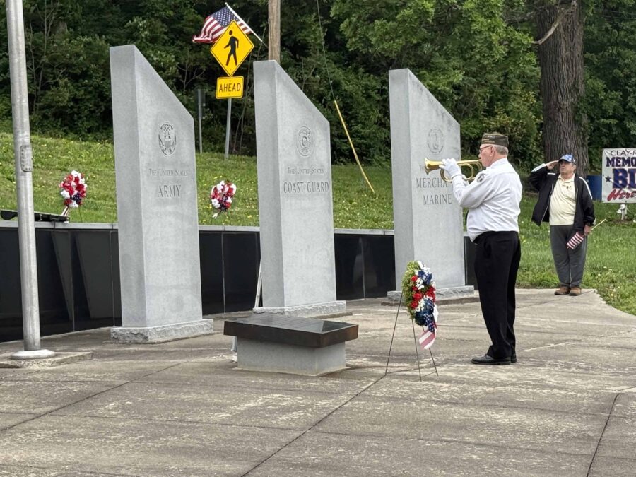 Wetzel performing the "Taps" bugle call.