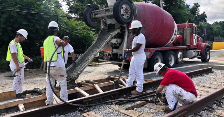 Cement Masonry students at Excelsior Springs Job Corps pour cement