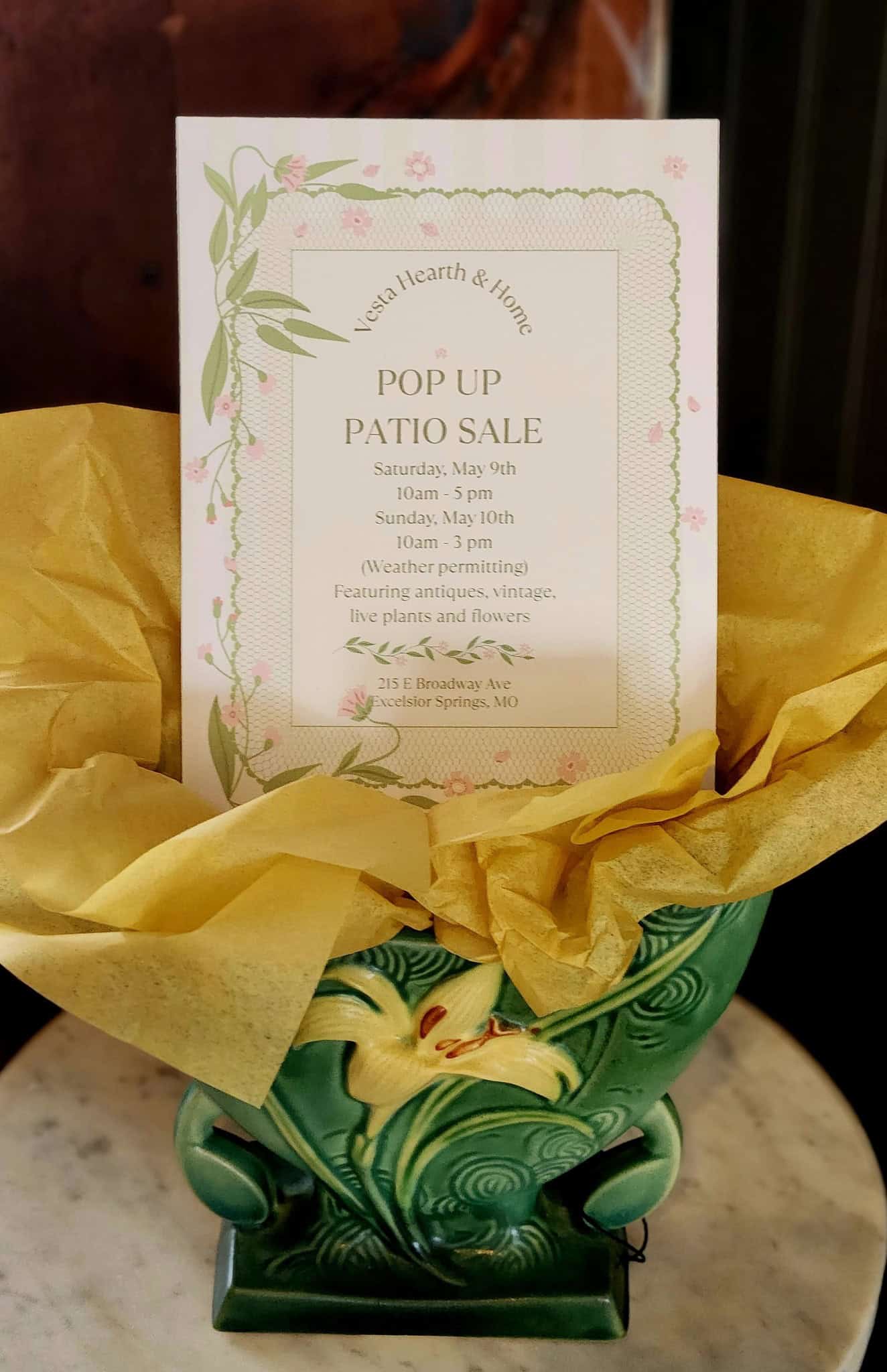 Vesta Hearth and Home Pop Up Sale