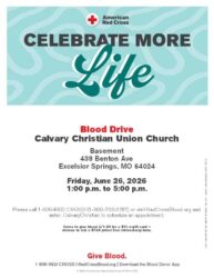 Calvary Christian Union Church Blood Drive - Friday, June 26